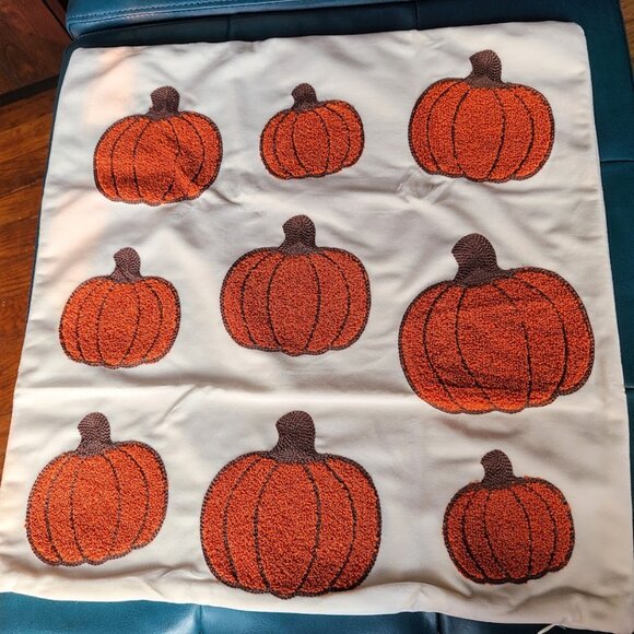 Pumpkin Decorative Pillow Cover Thanksgiving Decor Embroidered Throw Accent Case - Picture 5 of 10